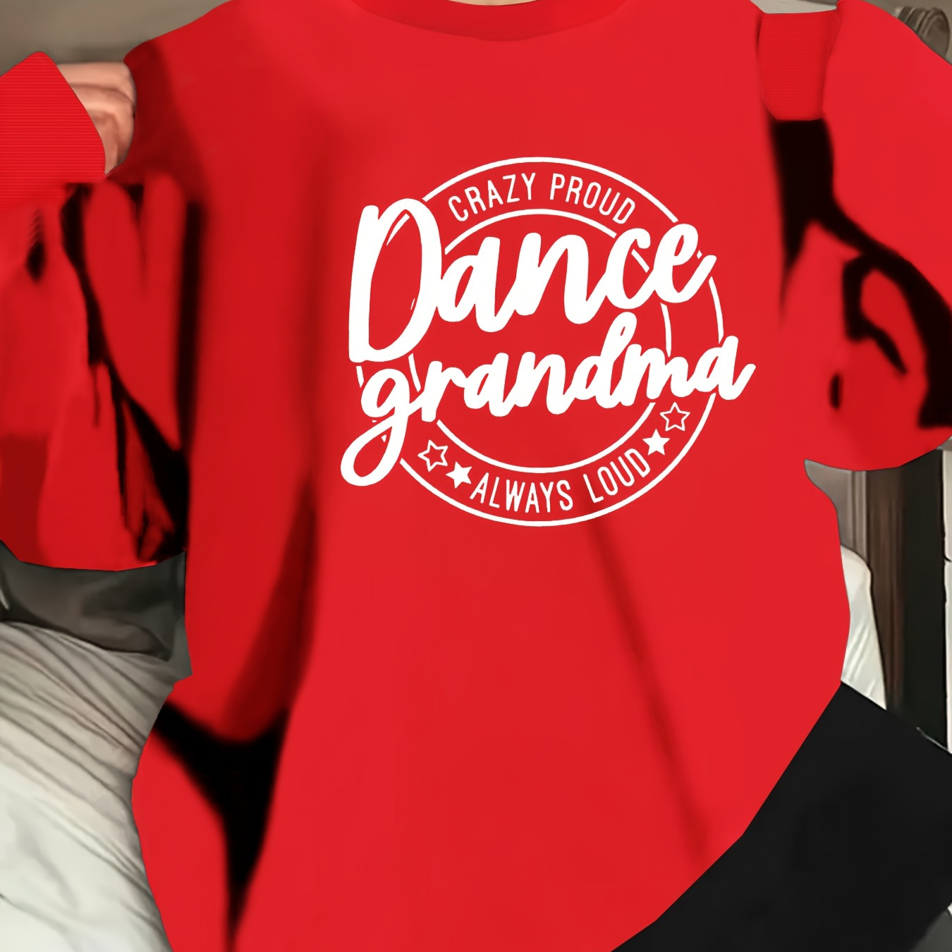 

Plus Size Dance Grandma Print Sweatshirt, Casual Long Sleeve Crew Neck Pullover Sweatshirt, Women's Plus Size Clothing