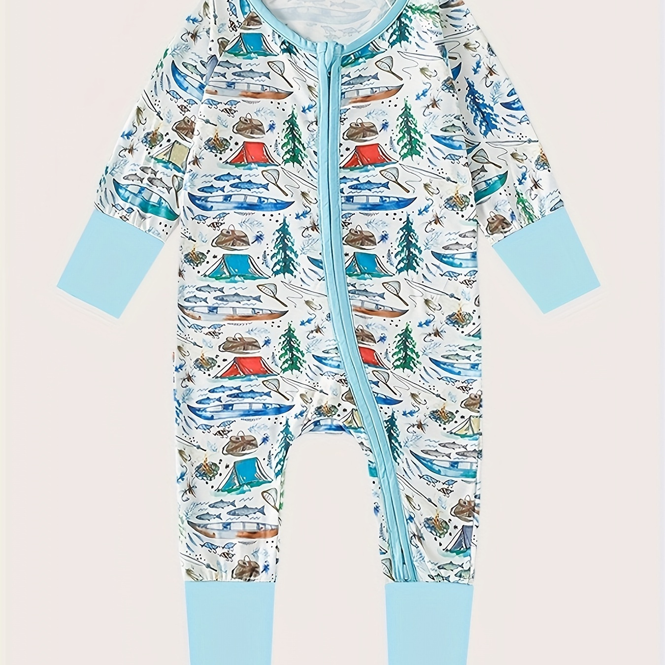 

Infant's Camp Graffiti Allover Print Bodysuit, Comfy Long Sleeve Onesie, Baby Boy's Clothing, As Gift