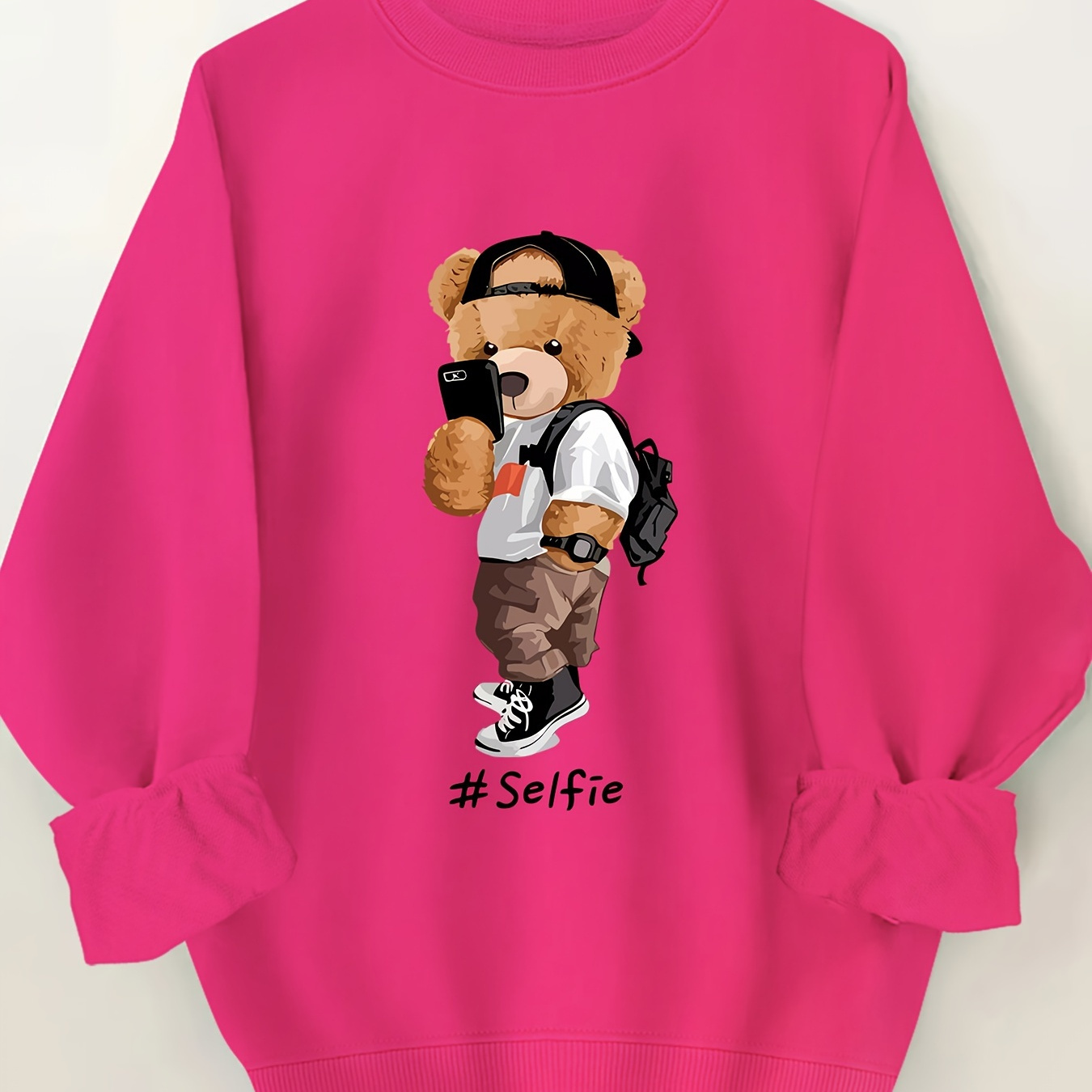 

Sweatshirt à imprimé cartoon grande taille, Pull décontracté à manches longues col rond pour et l'hiver, Vêtements grande taille pour femmes