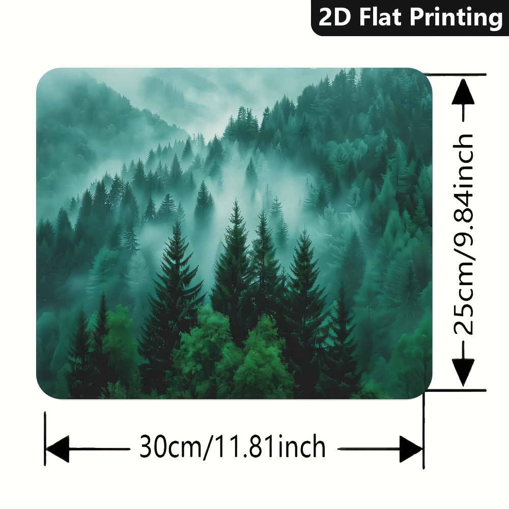 TEMU Misty Forest Landscape, 1pc, Mouse Pad, Sizes, Desk Mat Suitable For Office And Home, Perfect Gift For Boyfriend Or Girlfriend, Non-slip Desktop
