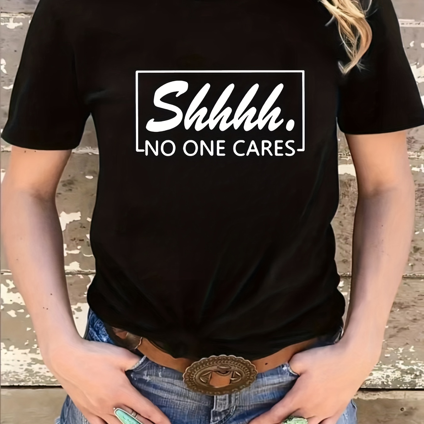 

Fashion Slogan Print Round Neck T-shirt, Fashion Casual Stretch Short Sleeve Sport T-shirt, Women's Clothing