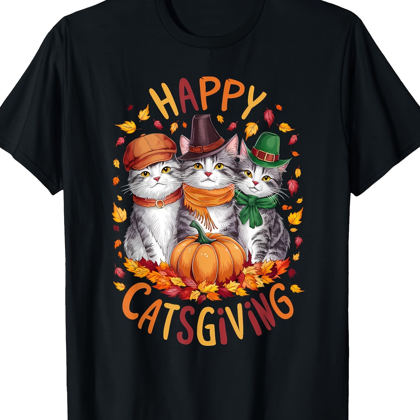 

Happy Catsgiving Funny Cat Thanksgiving Autumn Fall Season T-shirt220g