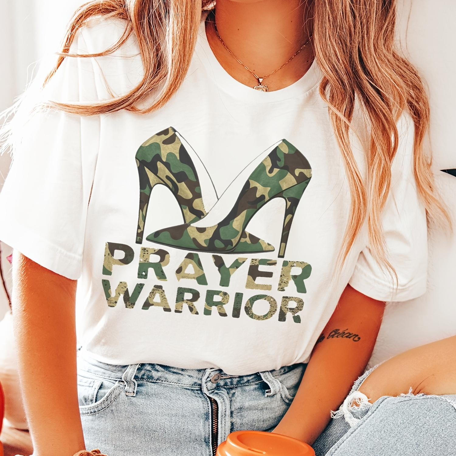 

Warrior High Heeled Shoes Pure Cotton Women's Tshirt Fit