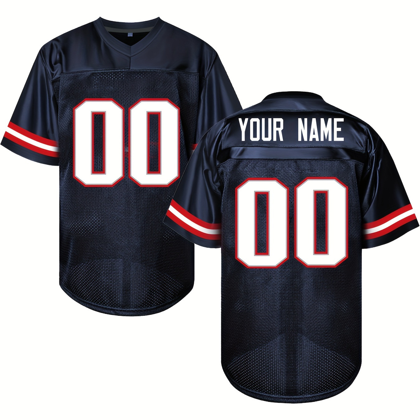 

Custom Football Jersey For Men - Personalized Name & Number, Sports Style V-neck Polyester Shirt With Embroidery, 4 Seasons, Quick-dry Fabric, Casual & Party Wear, Stretch Fit For Adults And Teens