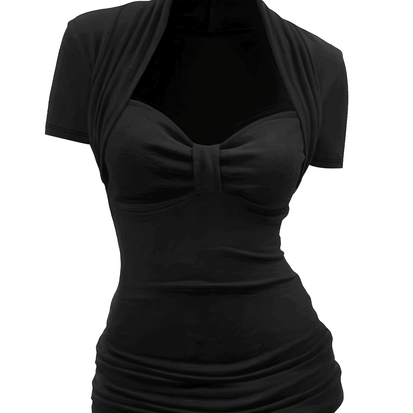

Sweetheart Neck Ruched Slim Top, Chic Short Sleeve T-shirt For Spring & Summer, Women's Clothing