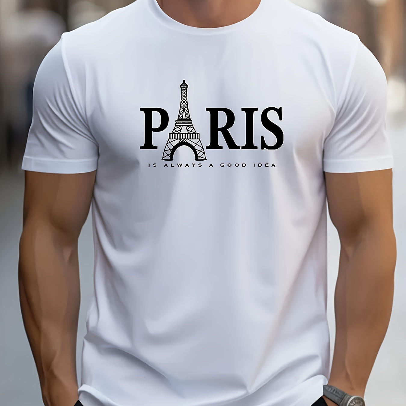 

Men's Paris - Crew Neck, Regular Fit, Durable Stretch, Ideal For Sports & Casual Wear