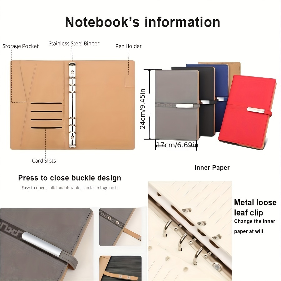 Small A6 Binder (cover Only ) Pu Leather Planner 6 Ring Refillable Notebook  Journals With Pen Holder And Removable Loose-leaf - Temu
