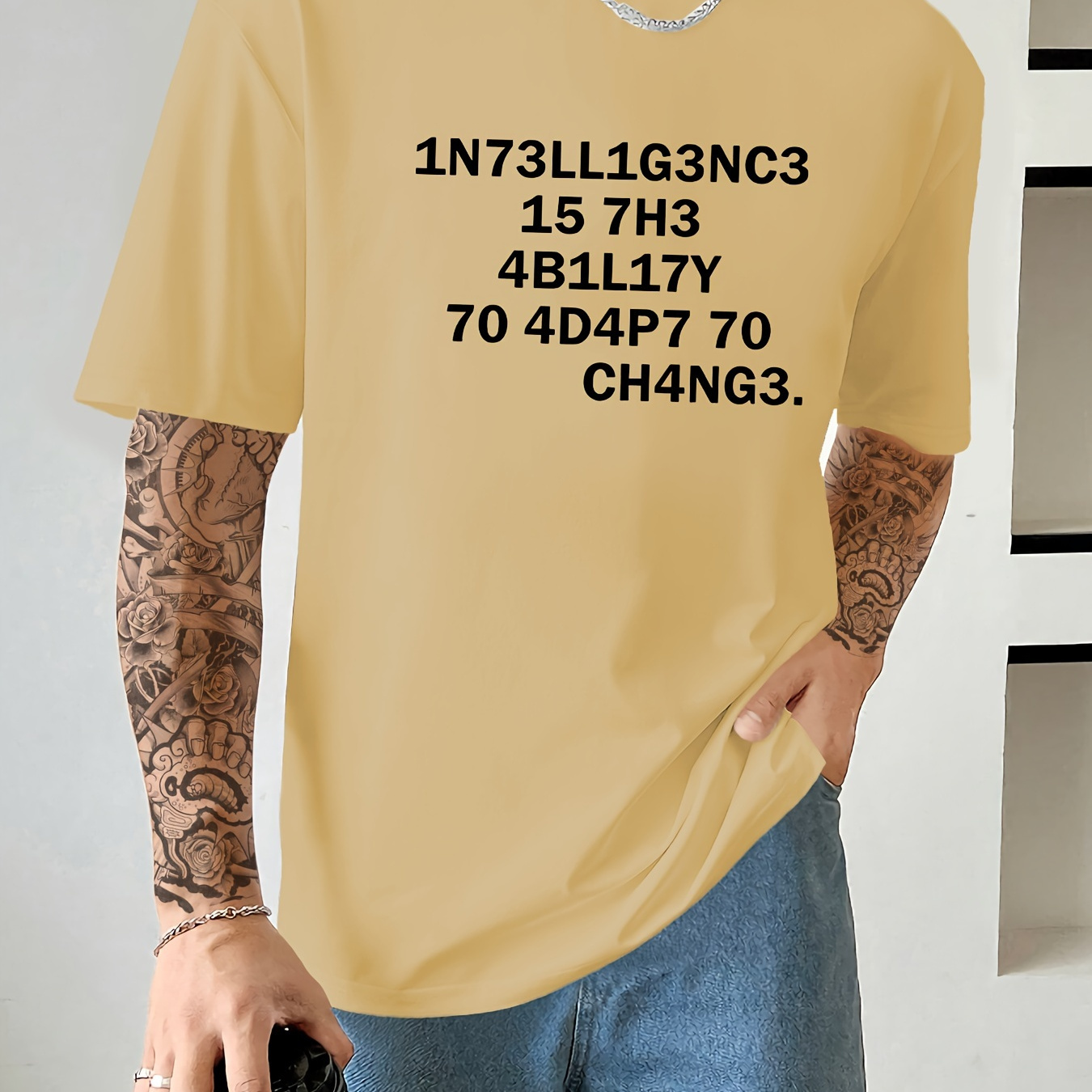 

Letters And Numbers Print T Shirt, Tees For Men, Casual Short Sleeve T-shirt For Summer