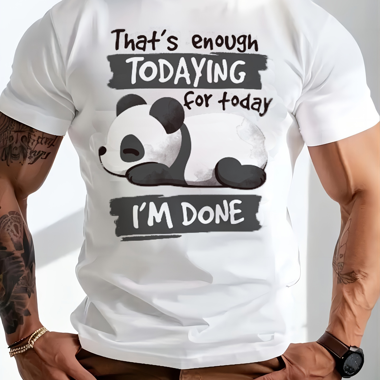 

I'm Done, That's Enough For Today Tshirt, Comfy Short Sleeves, Unique Vintage Print, Men's Summer Casual Wear - Stylish And Comfortable