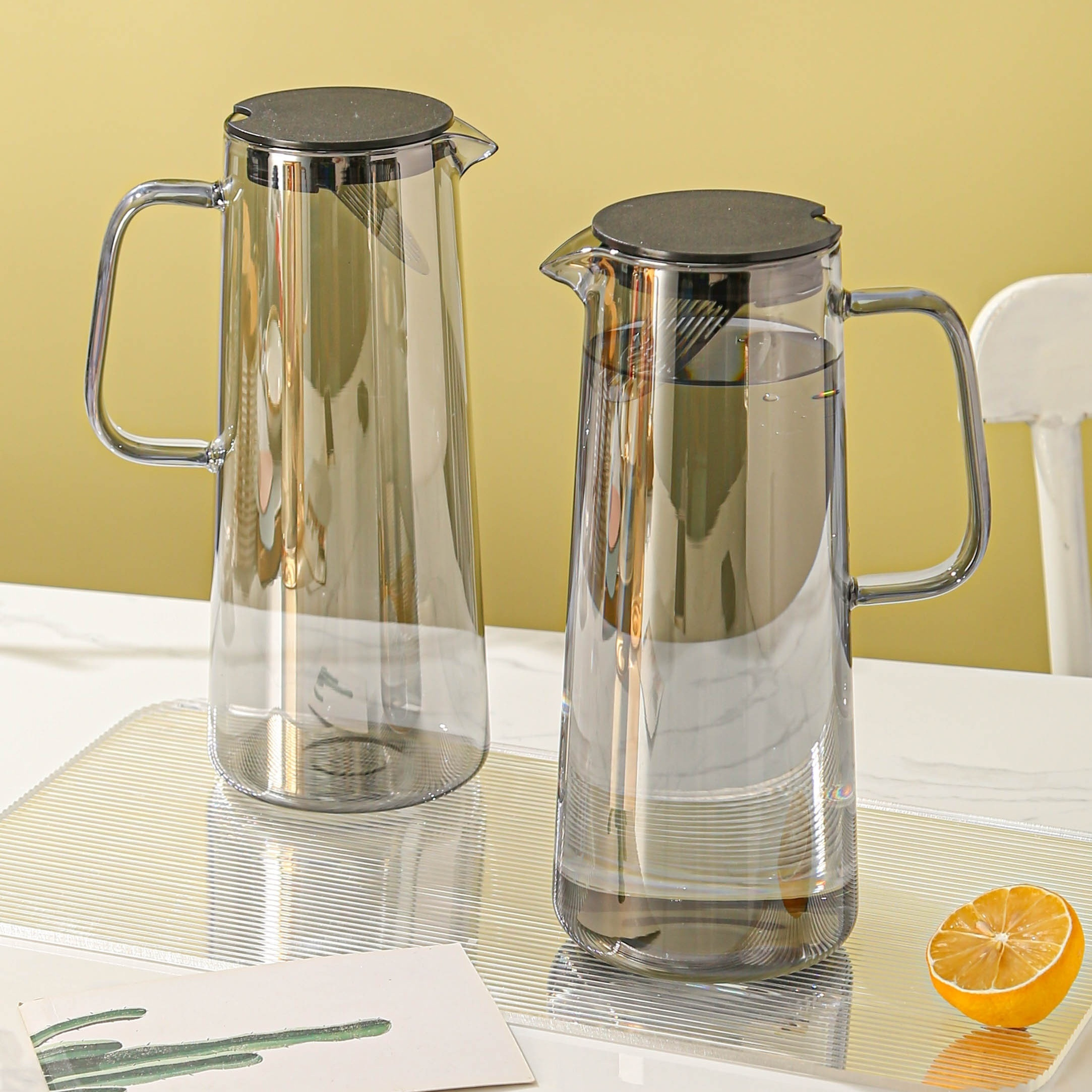 GLASS PITCHER WITH Lid and Spout Water Pitcher for Hot/Cold Water, Iced Tea  68Oz $31.59 - PicClick