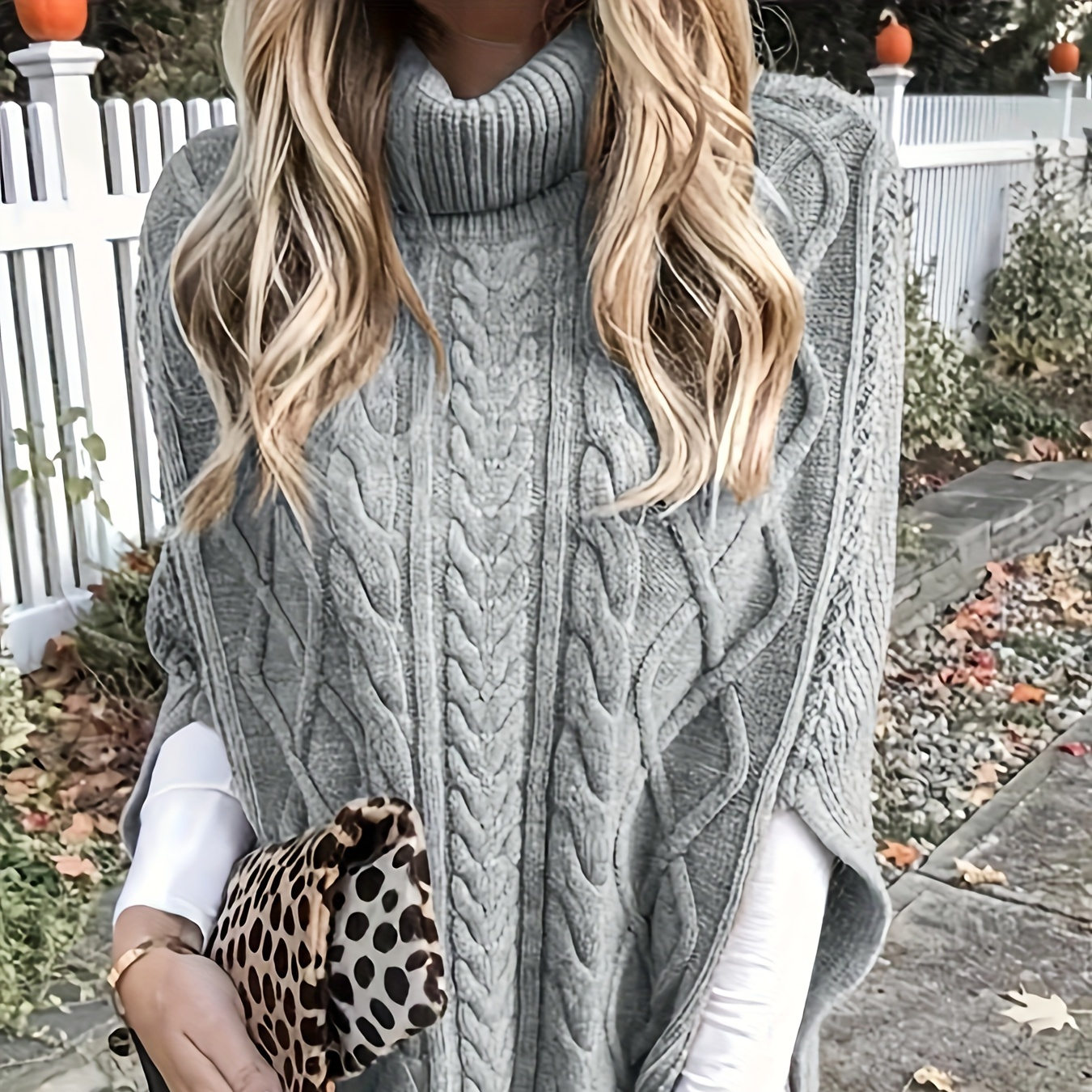 Solid Turtle Neck Pullover Sweater, Elegant Spilt Sleeve Sweater For Fall & Winter, Women's Clothing