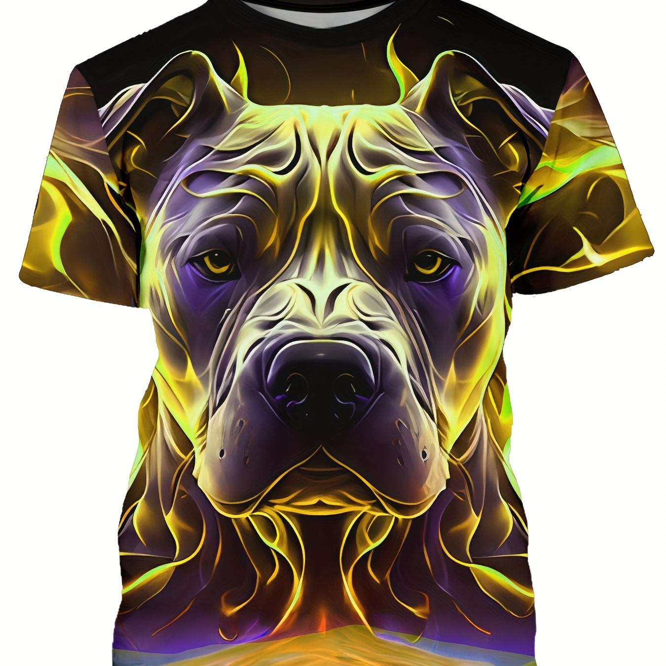 

Men's Dog Print T-shirt, Casual Short Sleeve Crew Neck Tee, Men's Clothing For Outdoor