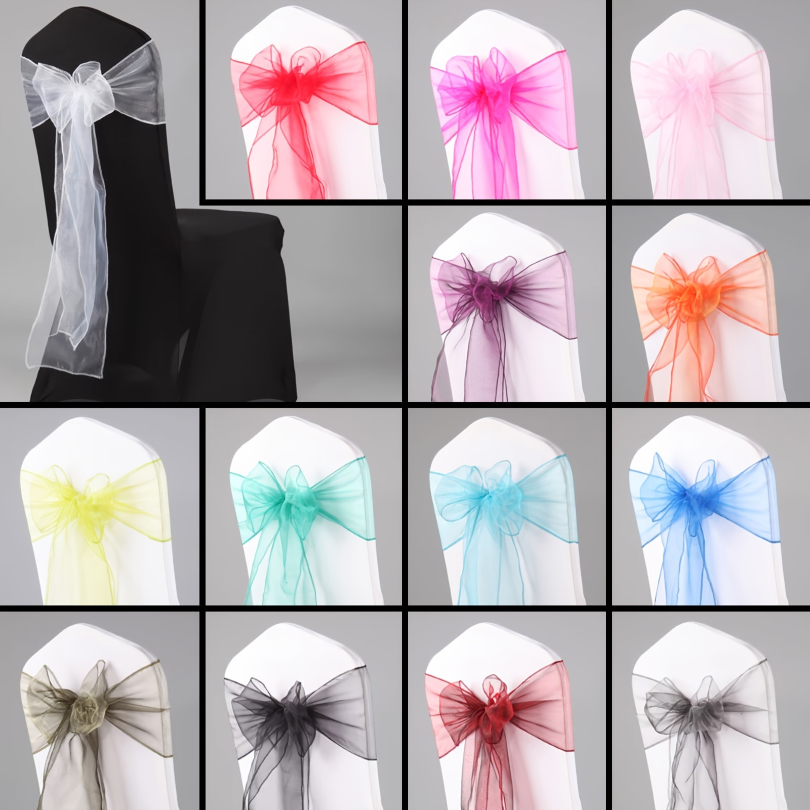 

10pcs Wide Organza Chair Sashes For Weddings And Parties - Elegant And Durable Home Decor
