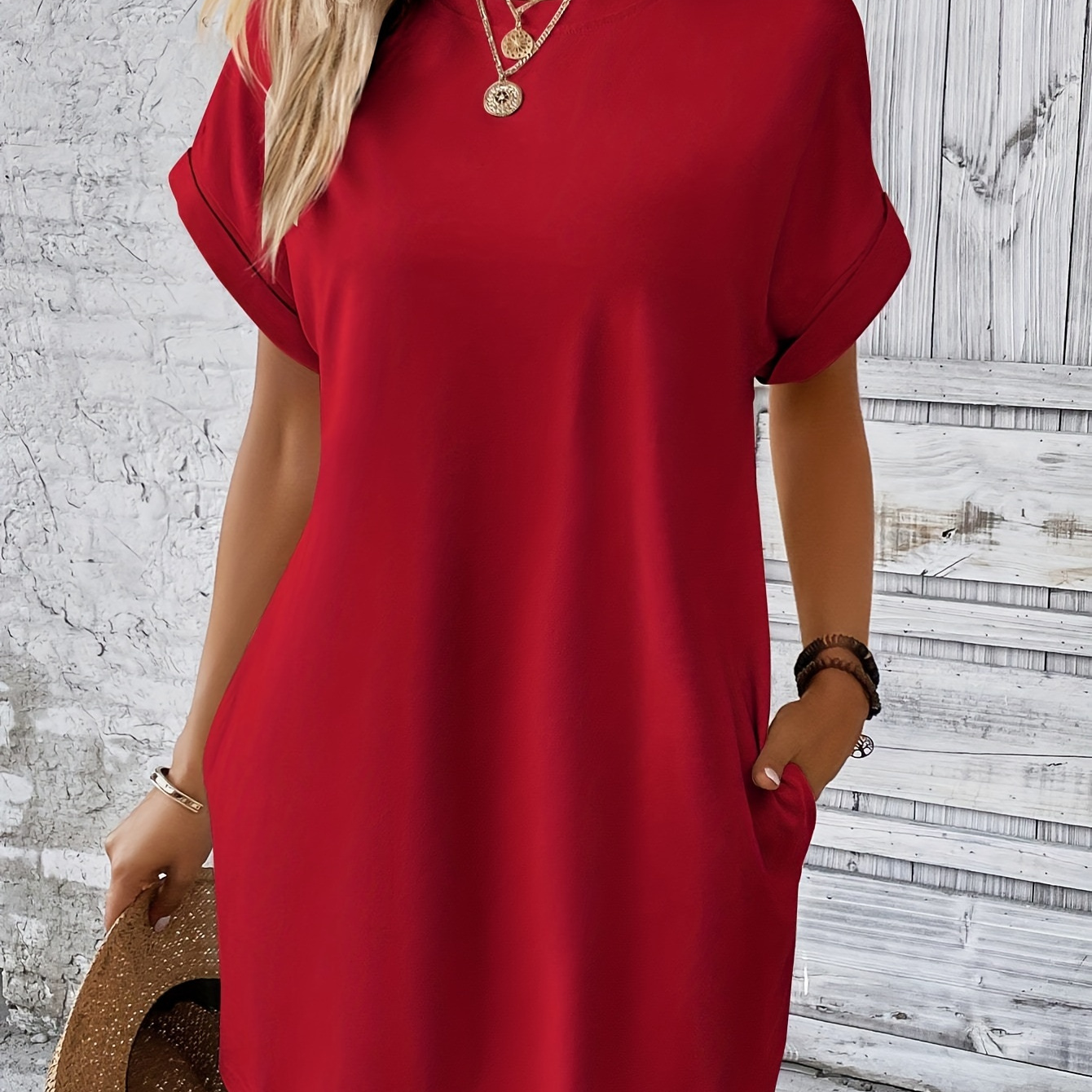 

Fashionable Short-sleeved Round-neck Dress