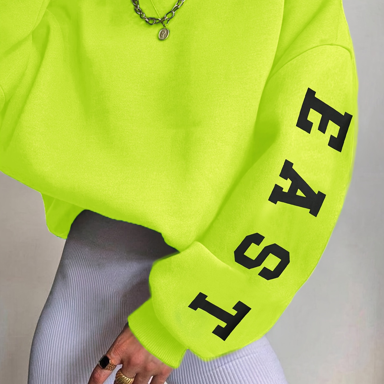 

Letter Print Pullover Sweatshirt, Casual Long Sleeve Crew Neck Sweatshirt For Fall & Winter, Women's Clothing