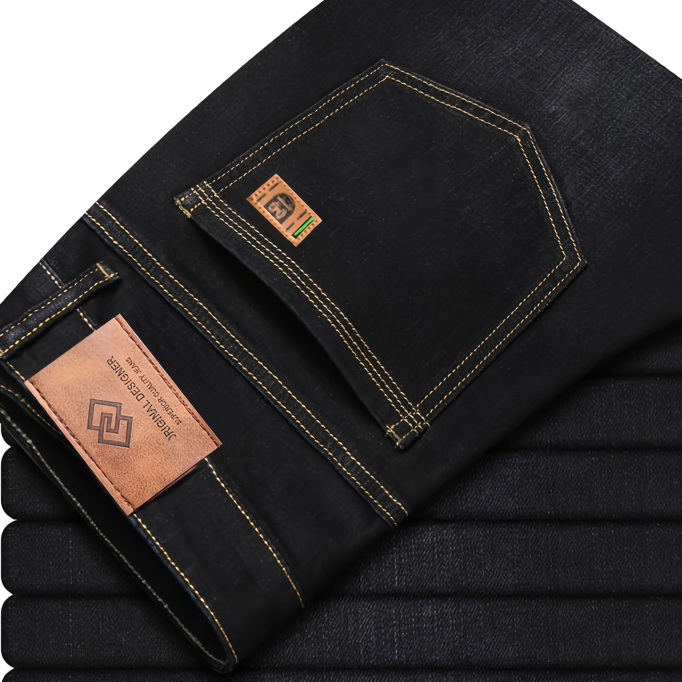 

Classic Design Jeans, Men's Casual Regular Fit Straight Leg Jeans For Daily Wear, All Seasons
