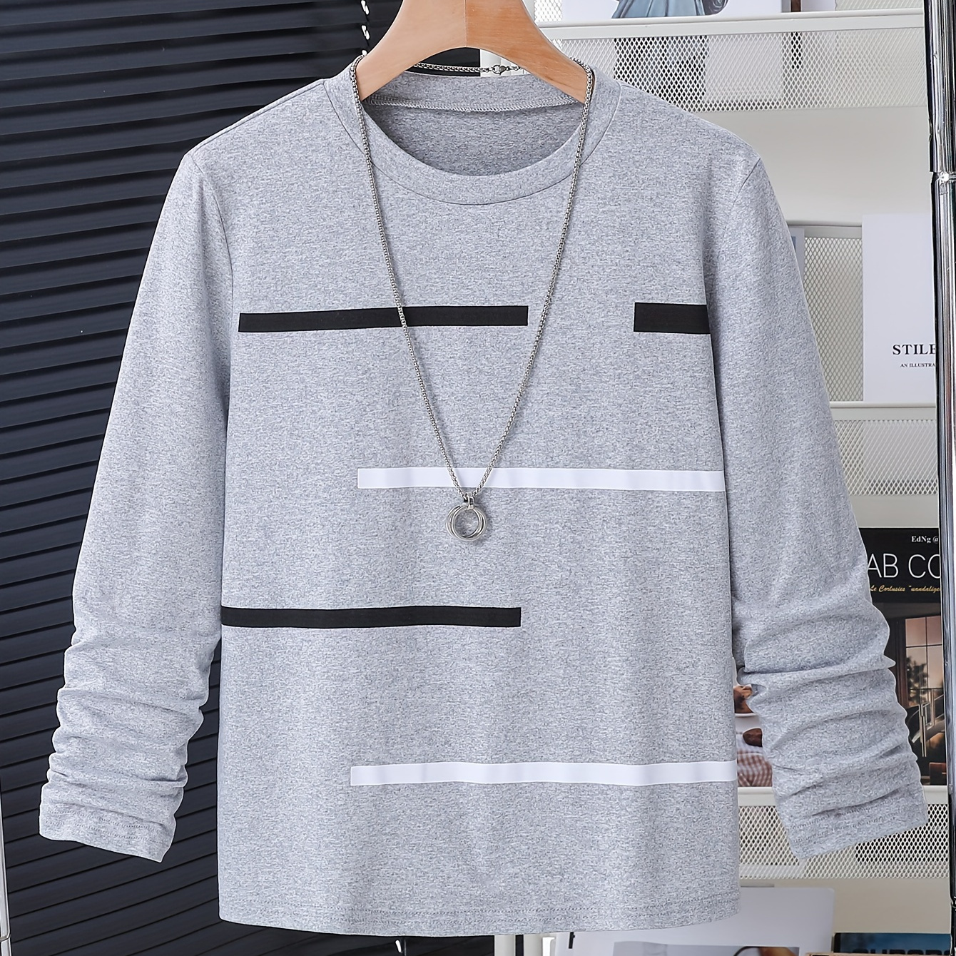 

Striped Long Sleeve Crew Neck T-shirts For Boys - Cool, Lightweight And Comfy Clothes!