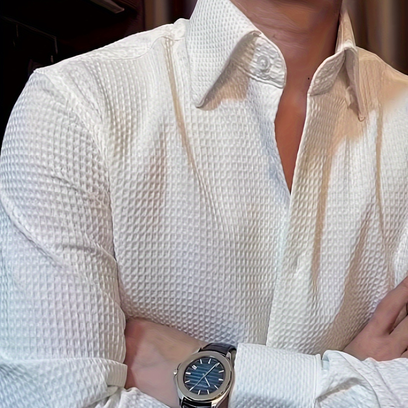 

Men's Casual Solid Color Button Up Shirt, Men's Classic Long Sleeve Shirt For Office, Business And Casual Wear