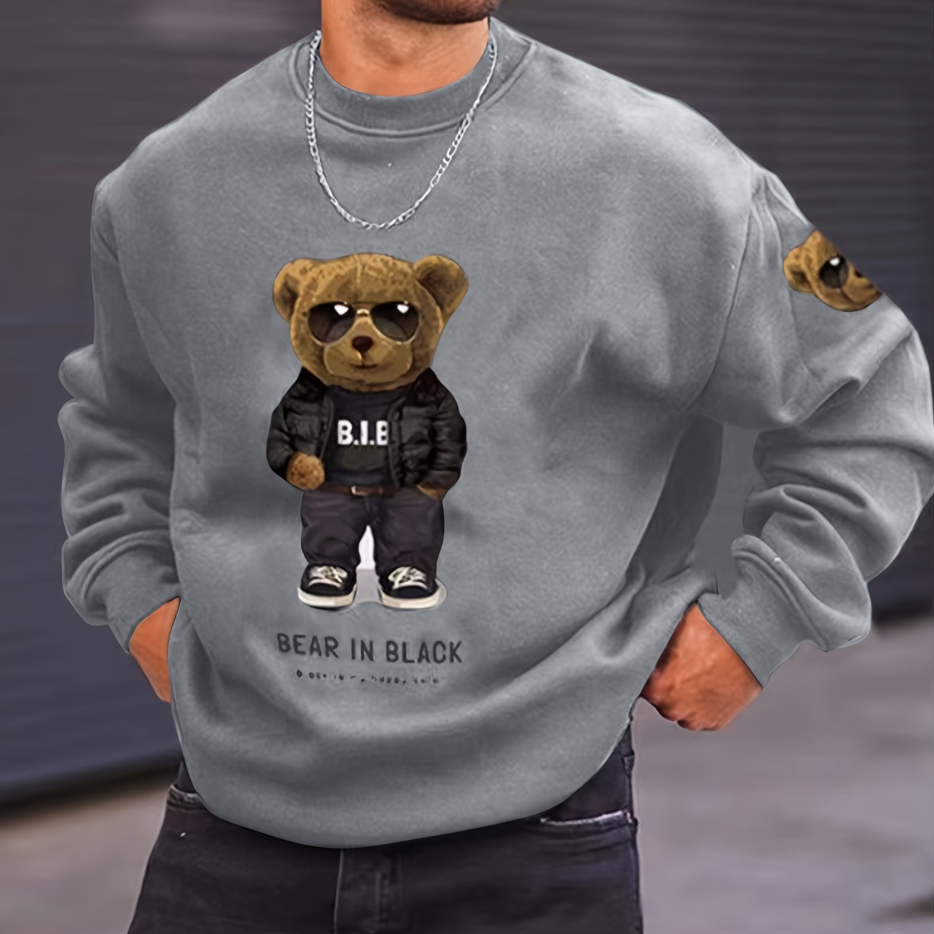 

Print Trendy Sweatshirt, Men's Casual Graphic Neck Pullover Sweatshirt For