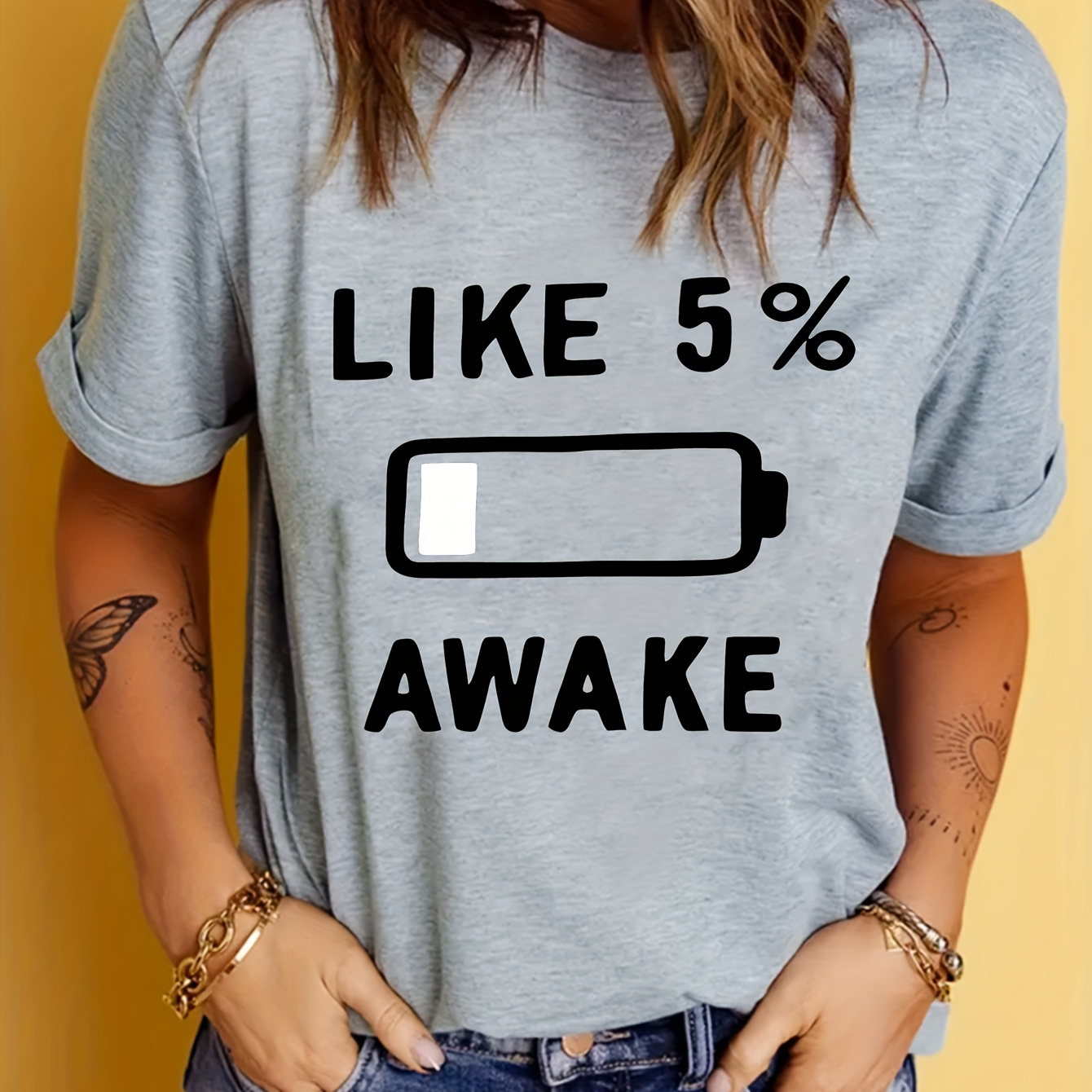 

Funny Graphic & Words Print T-shirt, Casual Short Sleeve Crew Neck Summer Top, Women's Clothing