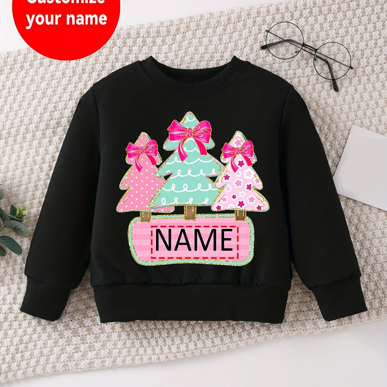 

Personalized Boys' Yellow Christmas Sweatshirt - Custom Name & Bowknot , Cozy Polyester , Round Neck Pullover For Casual Attire, Boys Casual Wear| Sweatshirt|knit Texture