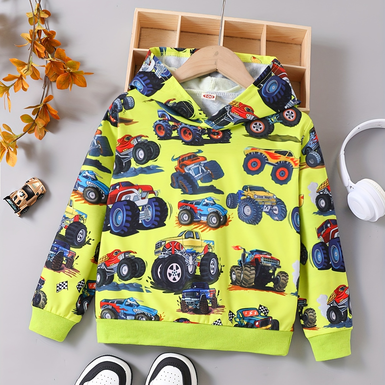 

Trucks Graphic Boys Zip Up Sweatshirt Long , Gym Hooded , Cloth