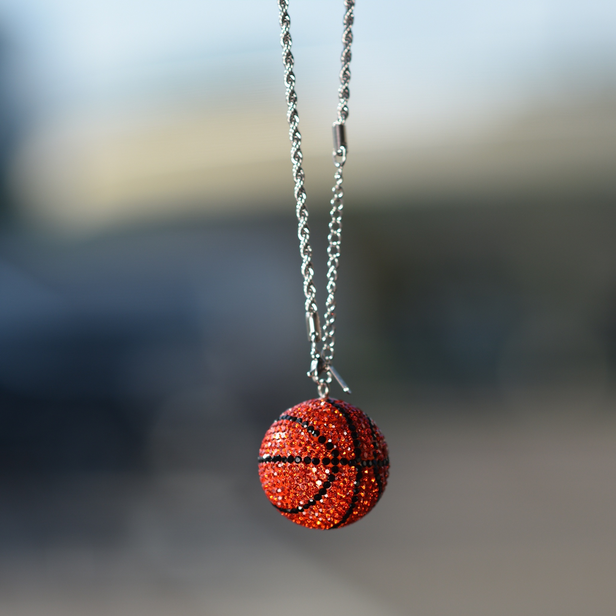 

New Fashionable Inlaid Full Diamond Creative Basketball Handmade Hanging Ornament