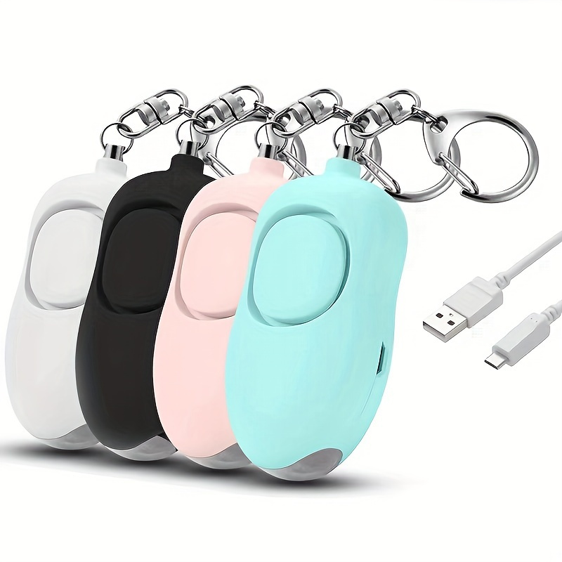 130 dB Rechargeable Personal Alarm Keychain with LED Light - Perfect for Self Defense of Ladies, Kids, and Elderly!