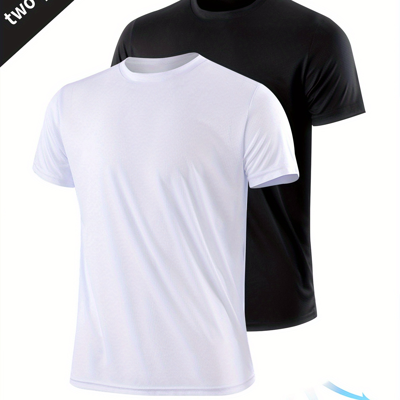 

2pcs Men' Quick-drying Breathable Short Sleeve Round Neck T-shirts For Gym Fitness Training