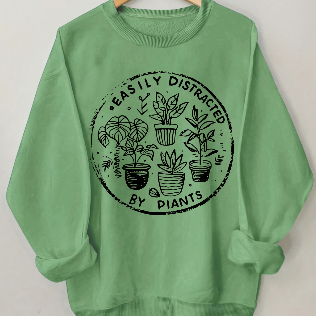 

Plants Print Pullover Sweatshirt, Casual Long Sleeve Crew Neck Sweatshirt, Women's Clothing