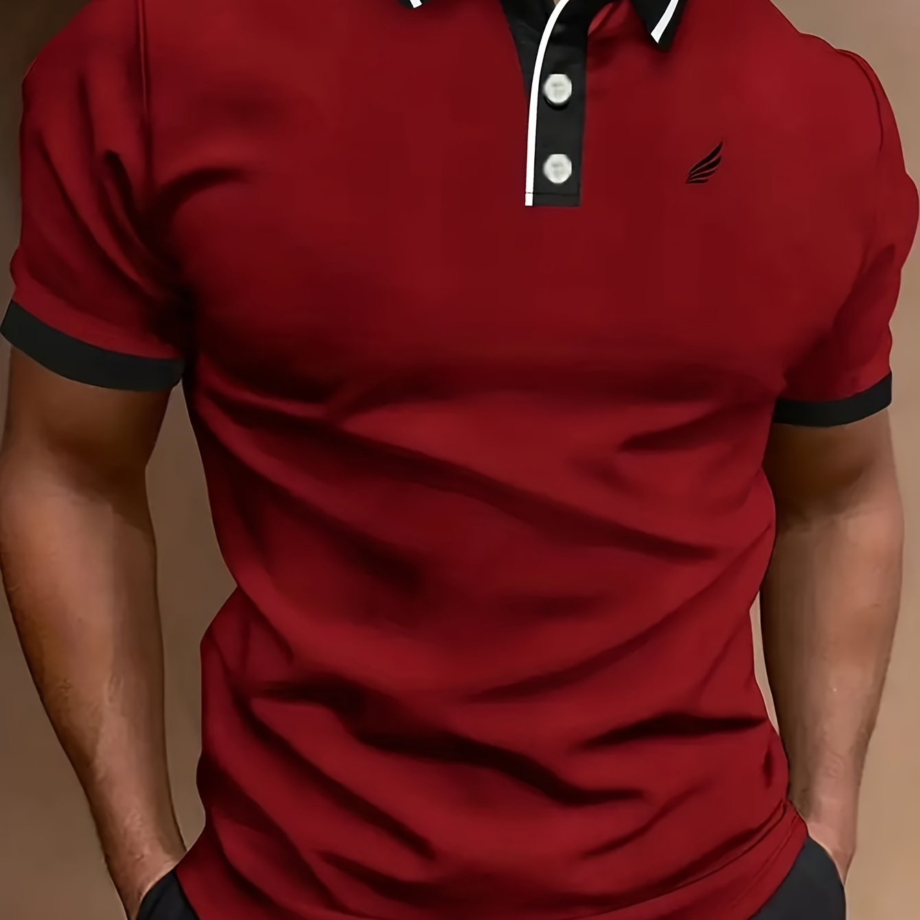 

Men's Golf Shirt With Contrast Color Trim, Casual Slightly Stretch Button Up Golf Shirt, Men's Clothing For Summer Outdoor