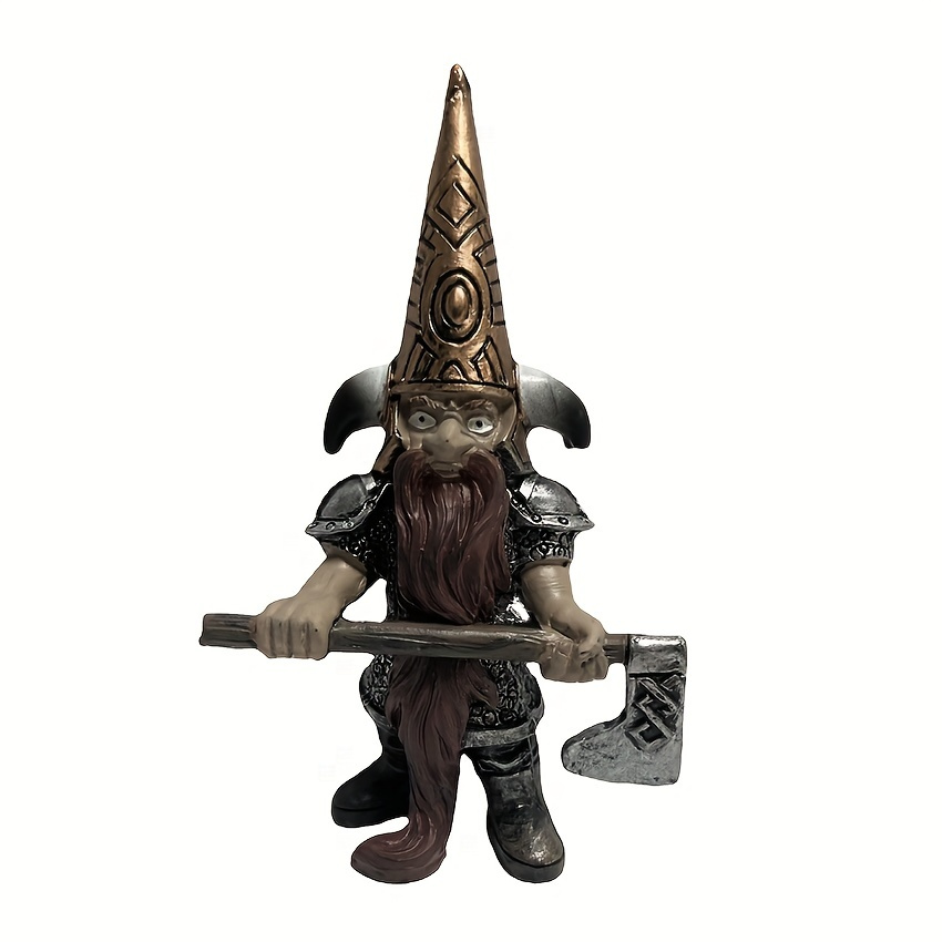 1pc Garden Statue Decorative Guard Viking Dwarf Statue Ax Decor Dwarfs