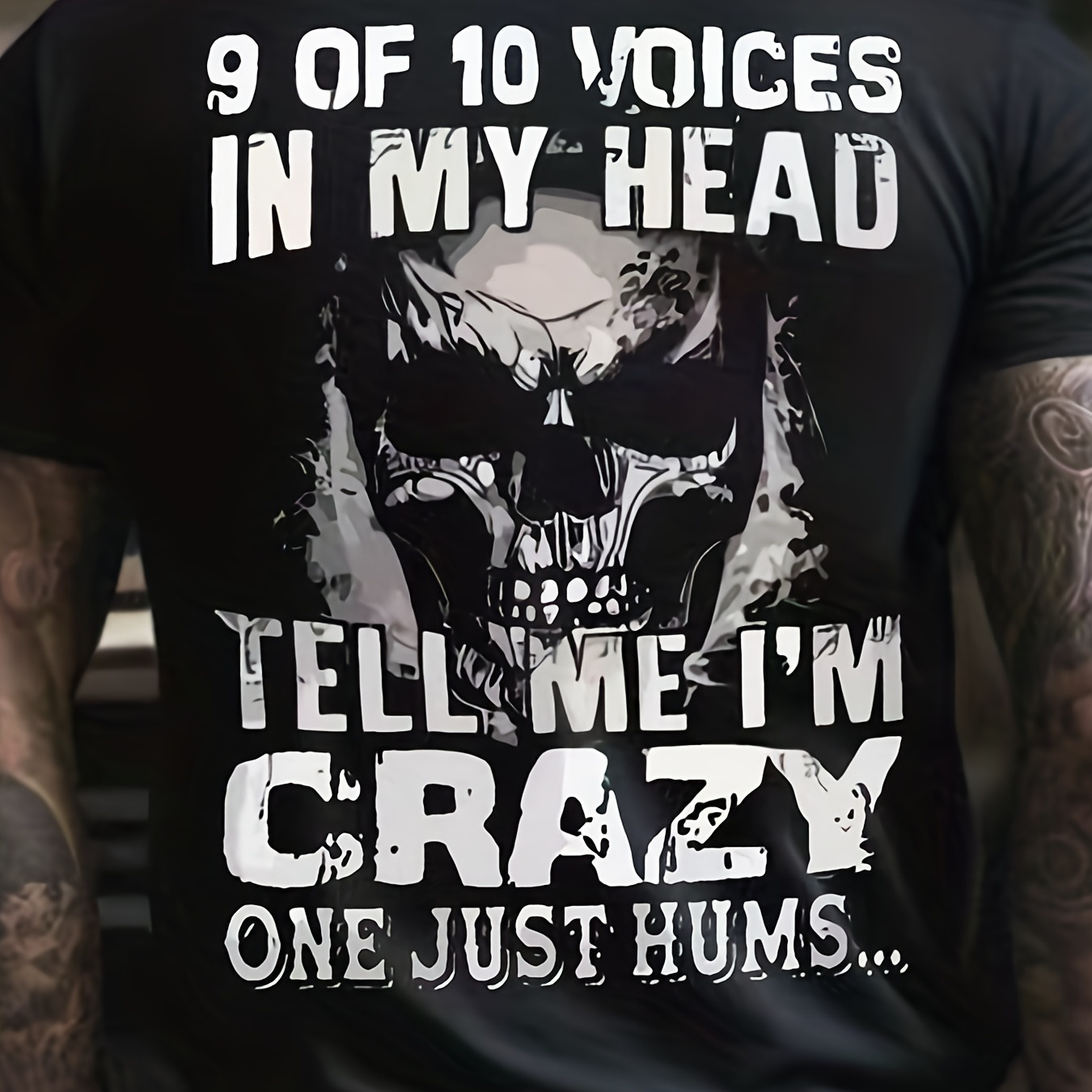 

Plus Size Men's 3d Crazy Skull Graphic Print T-shirt, Street Style Tees For Summer, Slim Fit Short Sleeve Tops For Big & Tall Males, Men's Clothing