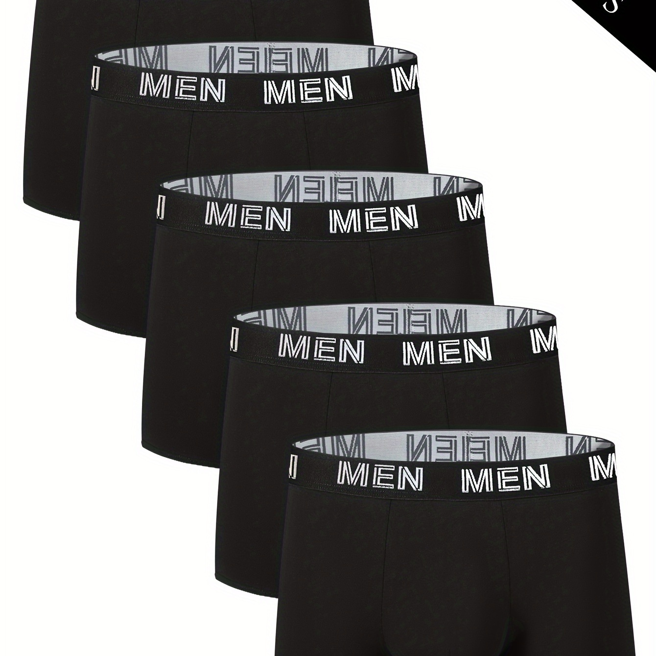 

5 Pcs Hommes Élégant Lettre Ceinture Coton Boxer Briefs – Ultra Confortable & Antibactérien & Respirant & Séchage Rapide Ensemble de Sous-vêtements