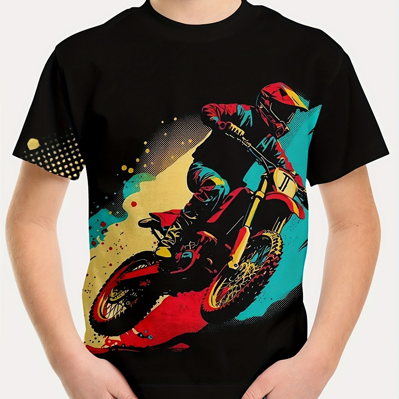 

Trendy Cool Motorcross Rider 3d Print T-shirt, Tees For Boys, Casual Short Sleeve T-shirt For Summer Spring Fall