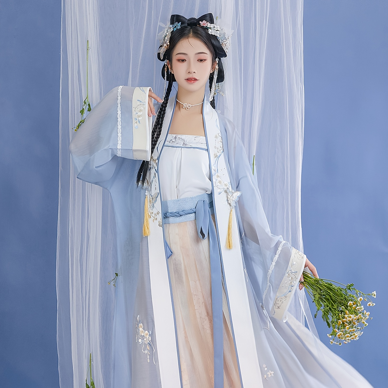 Chinese Cosplay Hanfu Duijin Top Pleated Skirt Hanfu Set For Spring ...
