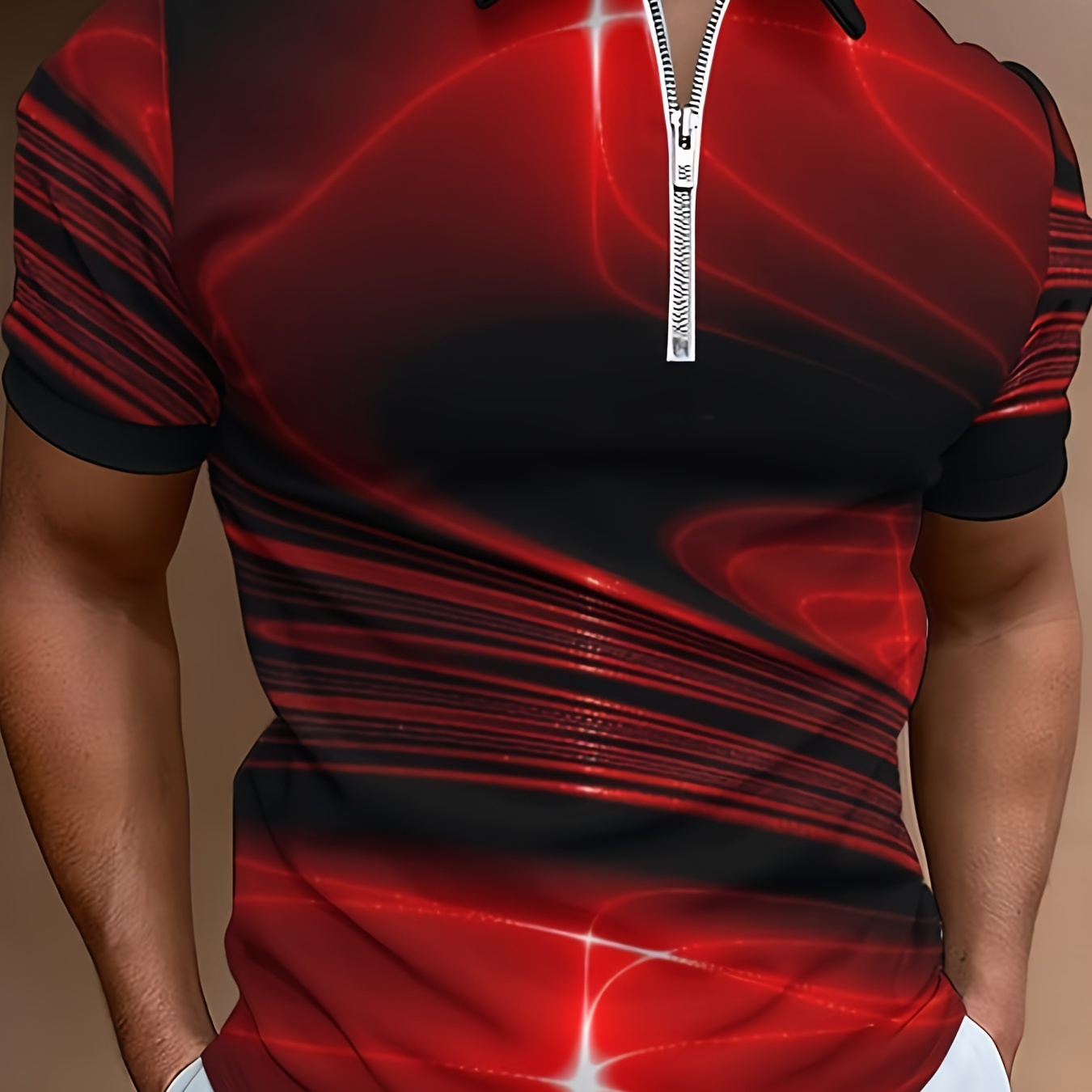 

Men's 3d Shirt - Short Sleeve, Half-zip, Summer Fashion Golf & Tennis Tee