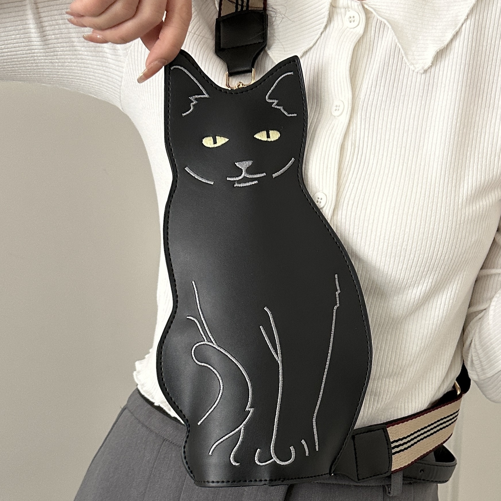 Borsa Da Petto Alla Moda Per Donne Con Design Di Gatto Nero, Portafoglio A  Cartone Animato Portatile Per Viaggi All'aperto, Borsa Per Telefono