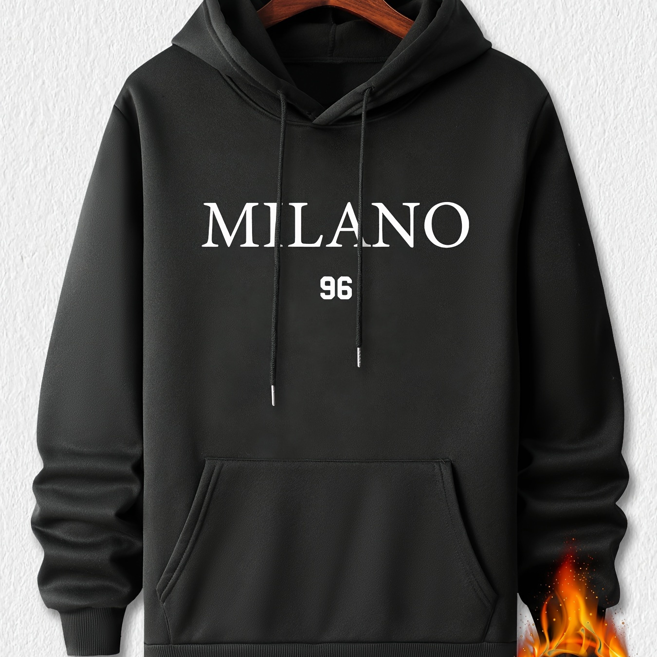 

Milano Print Men's Warm Pullover Round Neck Hooded Sweatshirt Print Hoodie Casual Top For Autumn Winter Men's Clothing As Gifts