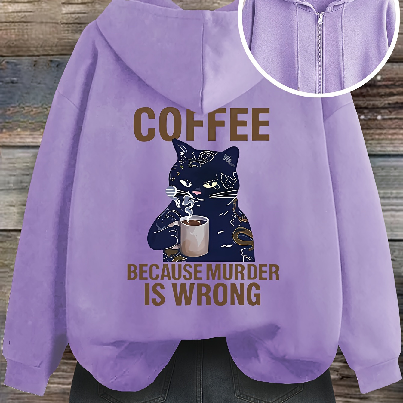 

Cat Print Hoodie, Drawstring Casual Hooded Sweatshirt For Winter & Fall, Women's Clothing