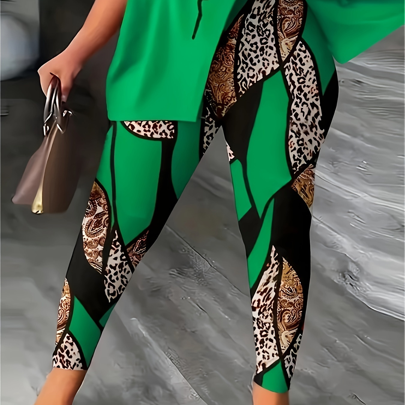 Tan Cheetah Print Pull on Ladies Leggings Stylish Skinny slim Pants O/S New  Y2K