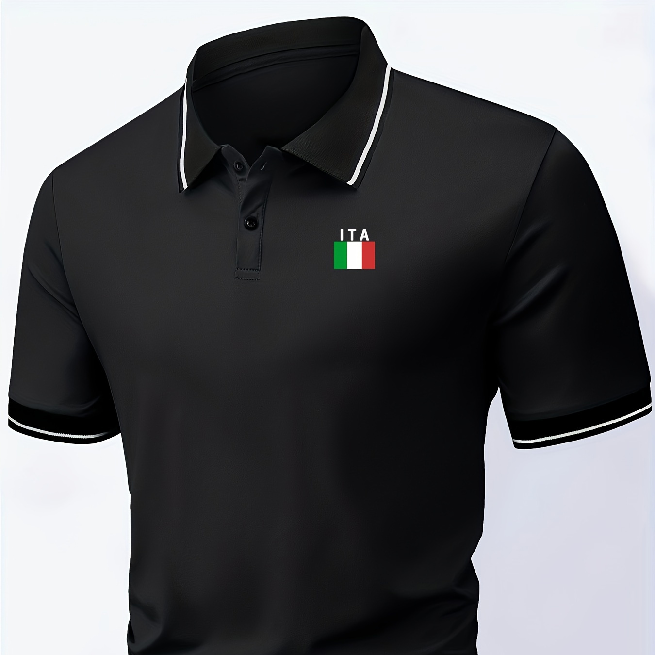 

Ita Print Summer Men's Fashionable Lapel Short Sleeve Golf T-shirt, Suitable For Commercial Entertainment Occasions, Such As Tennis And Golf, Men's Clothing, As Gifts