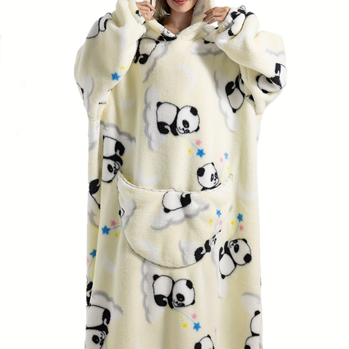 womens hooded printed flannel pullover polyester - Temu United Arab Emirates