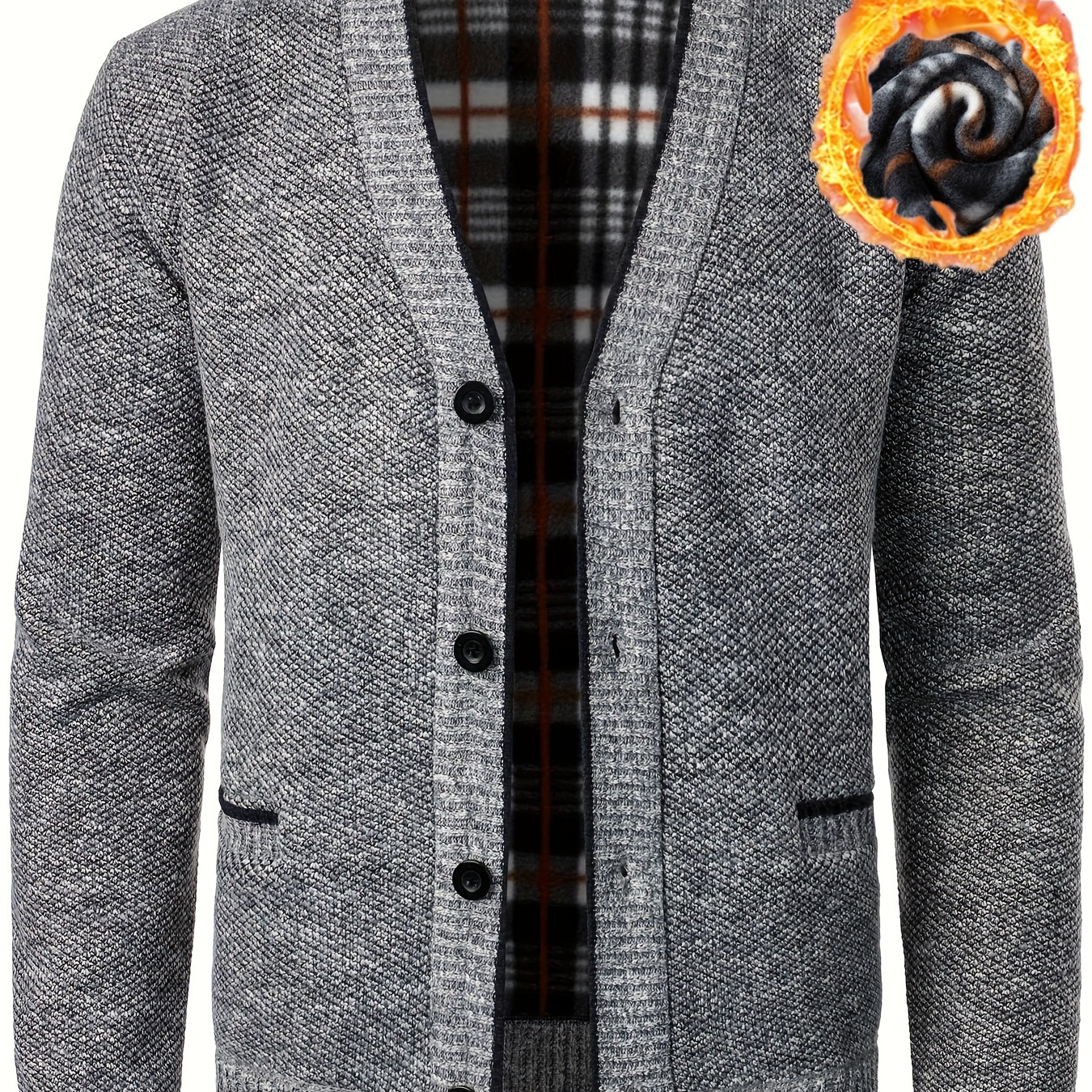 

Plus Size Men's Knit V-neck Sweater Cardigan For Spring/autumn, Oversized Fashion Long Sleeve Coat For Males, Men's Clothing