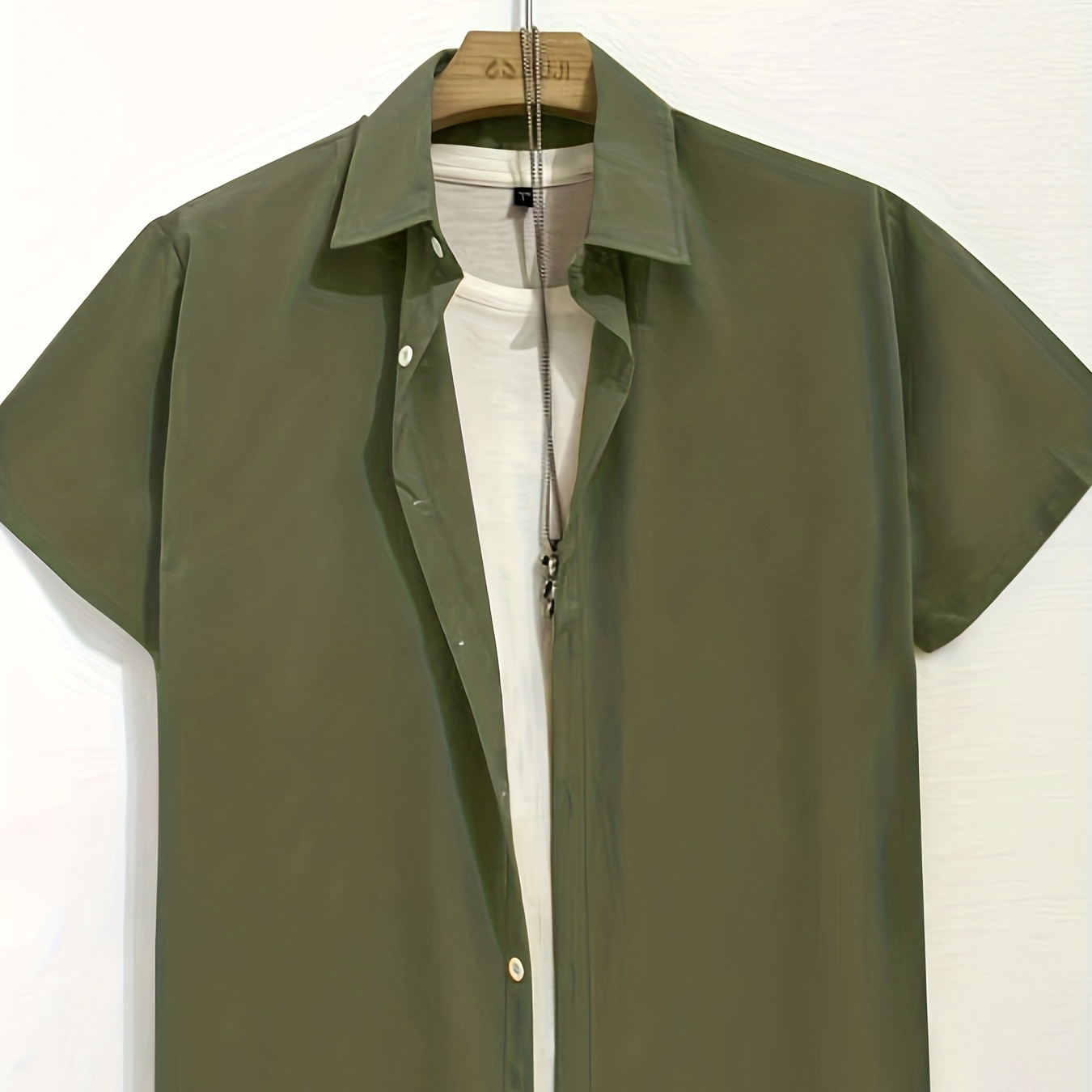 

Solid Color Men's Casual Thin Short Sleeve Shirt, Men's Boho Shirt For Summer Vacation Resort