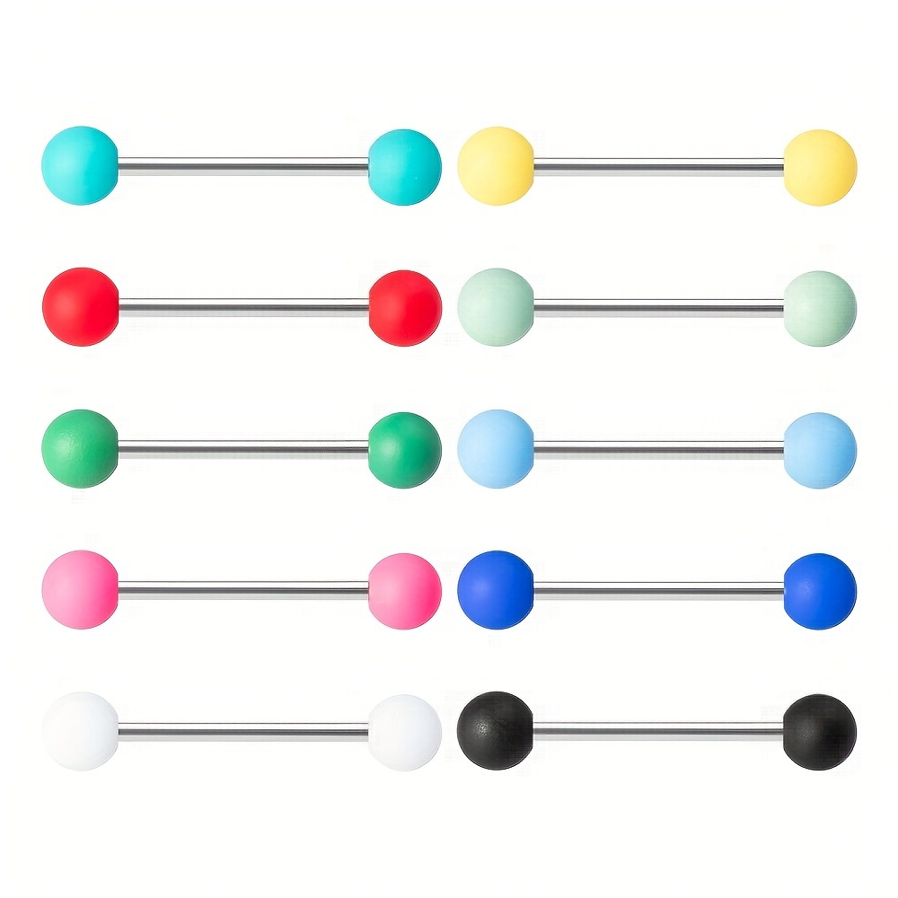 

10 Pcs Colorful Acrylic Ball Tongue Ring Barbell Rings Sexy Piercings Jewelry 14 Gauge