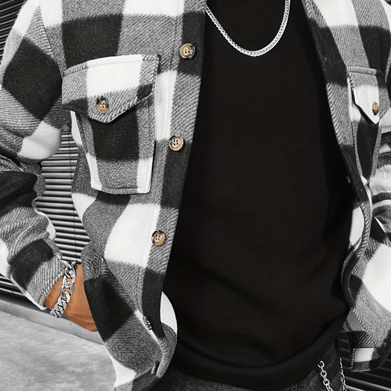 

Retro Plaid Shirt, Men's Casual Button Up Long Sleeve Shirt Jacket For Spring Fall Business