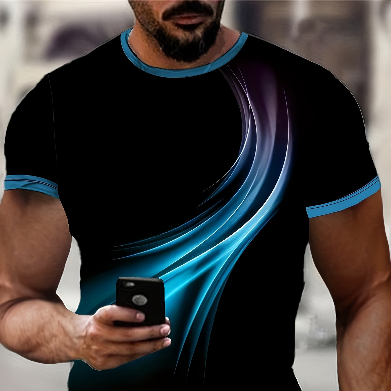 

Men' 3d Print T-shirt, Casual Polyester Knit Fabric, Round Neck, Summer Top, Adult Unisex, High Pattern, Outdoor Sports Apparel