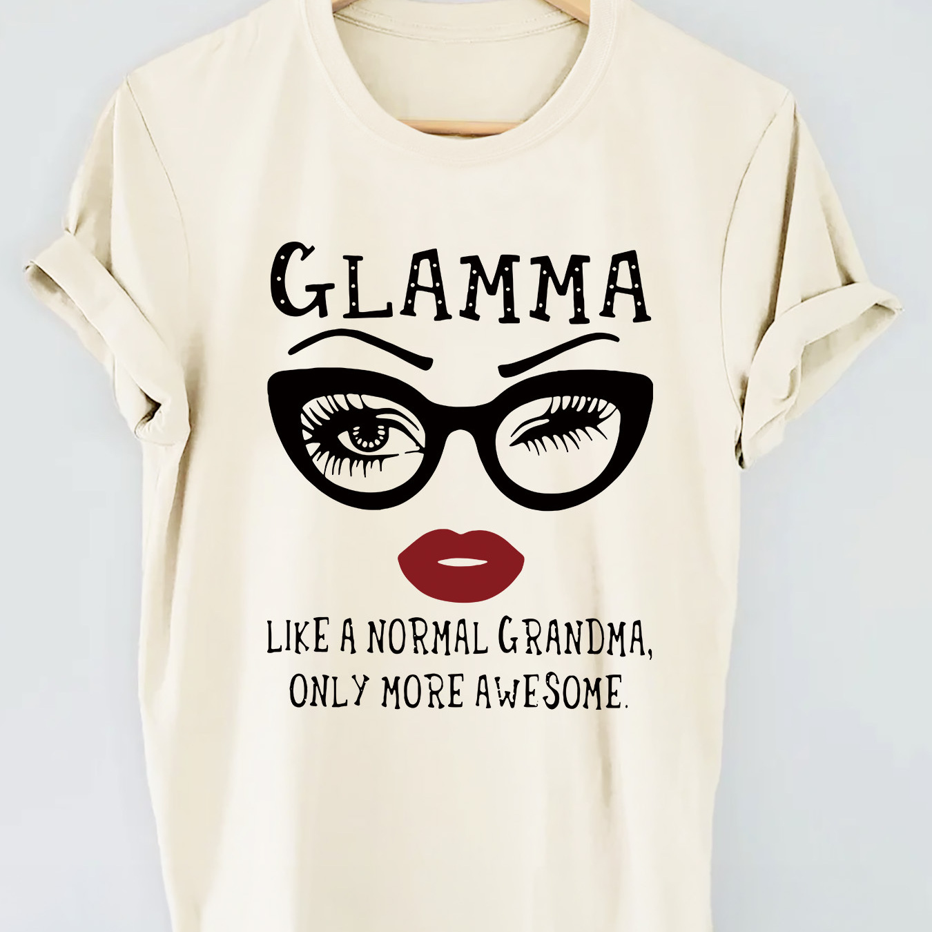 

Figure & Glasses Print T-shirt, Short Sleeve Crew Neck Casual Top For Summer & Spring, Women's Clothing