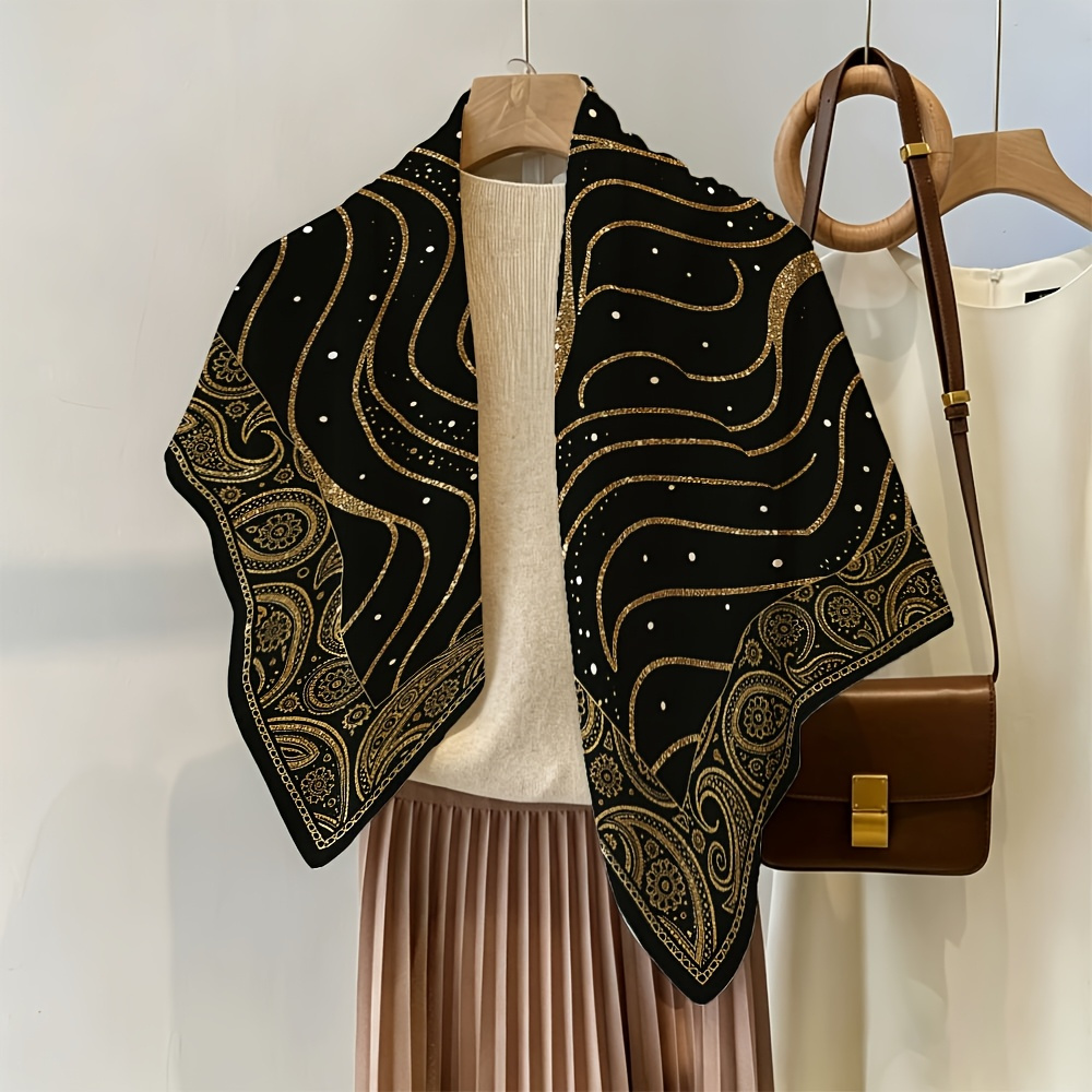 TEMU 1pc Fashion Polyester Square Scarf, Multi-functional Women's Shawl, Suitable For Indoor, Outdoor, Travel, Fashionable Leisure, Birthday Gifts,